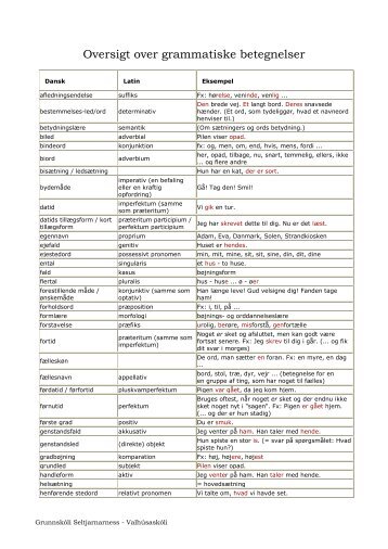 latinske betegnelser grammatik latinske betegnelser grammatik